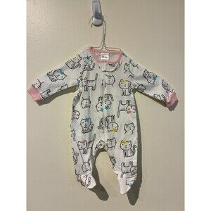 NWOT Gerber Onesies Brand White Cat Sleeper - Newborn (NB)